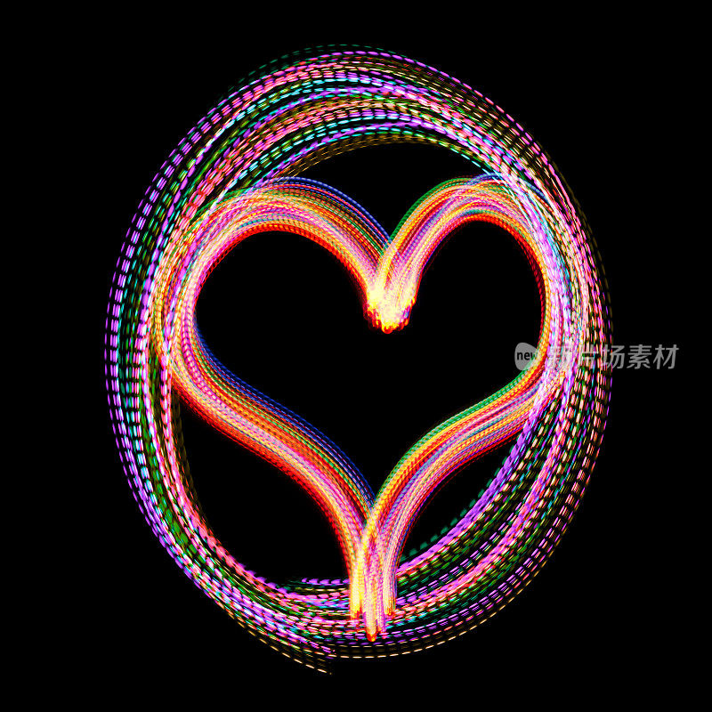 发光的心在一个圆圈- LED光画(多色)